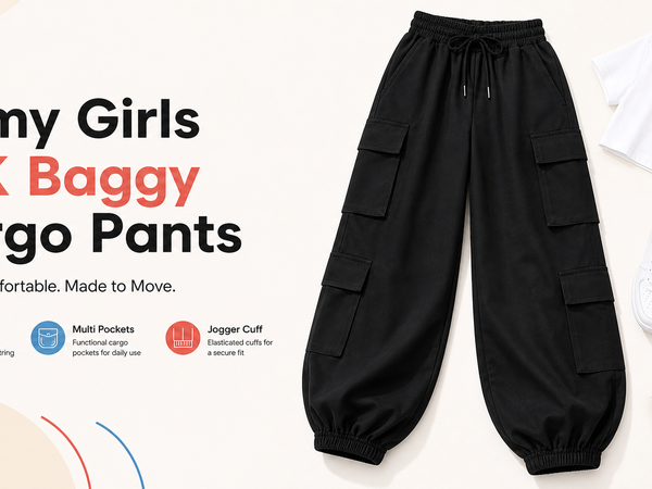 JiAmy Girls Y2K Baggy Cargo Pants mobile